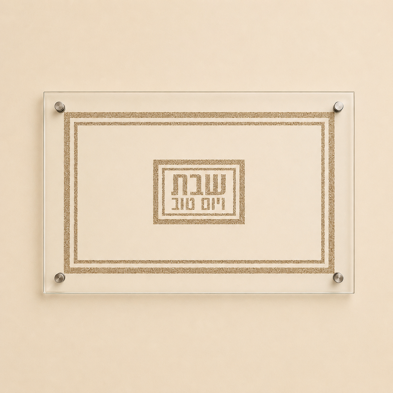 מגש זהב השבת – מגש חלה זכוכית עם מסגרת זהב